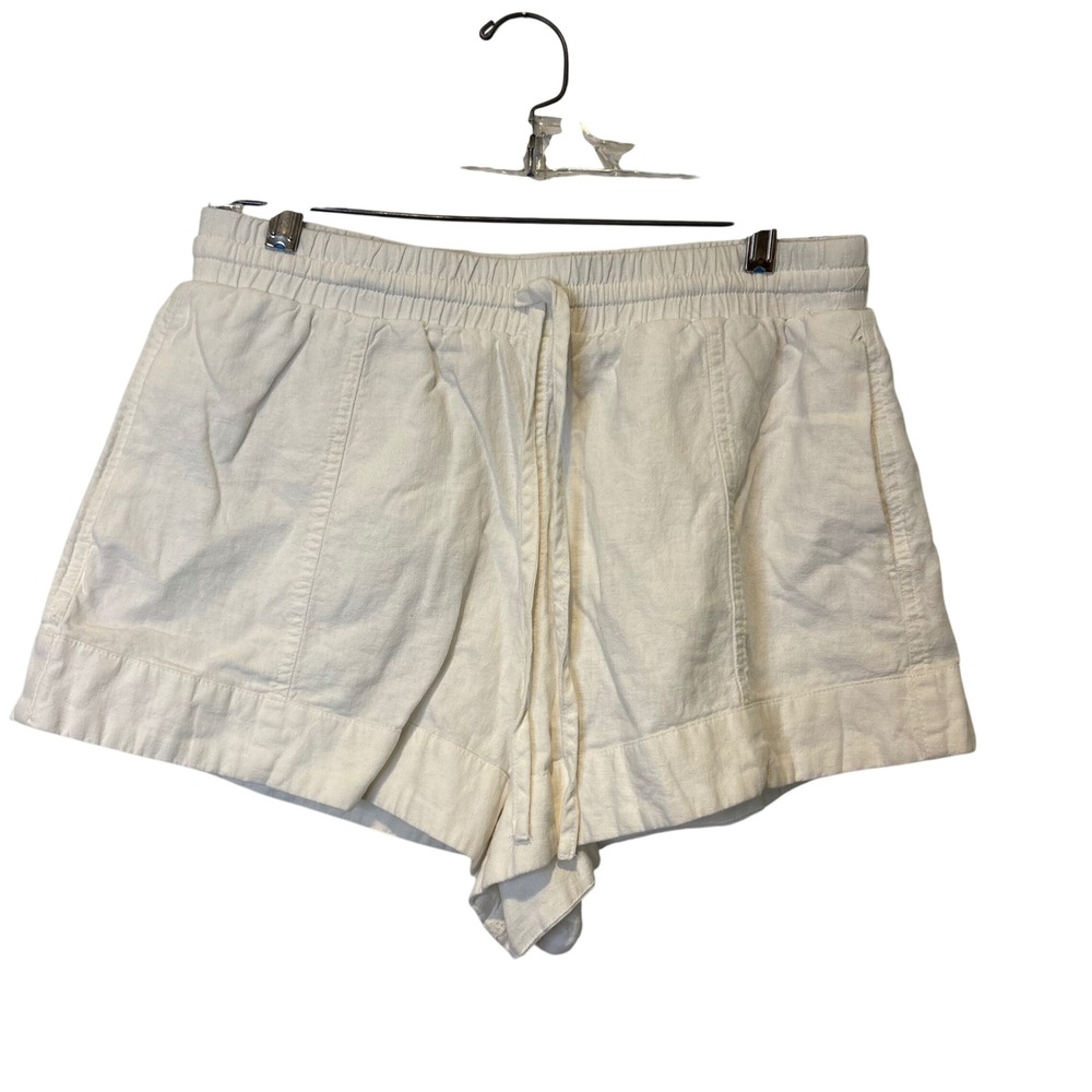 Universal Thread Linen Blend Shorts Women Small White Drawstring Elastic Waist